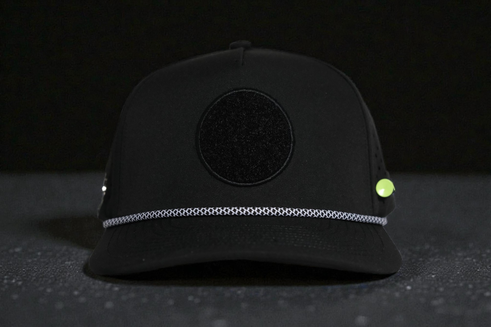 Black JUXT rope hat front view