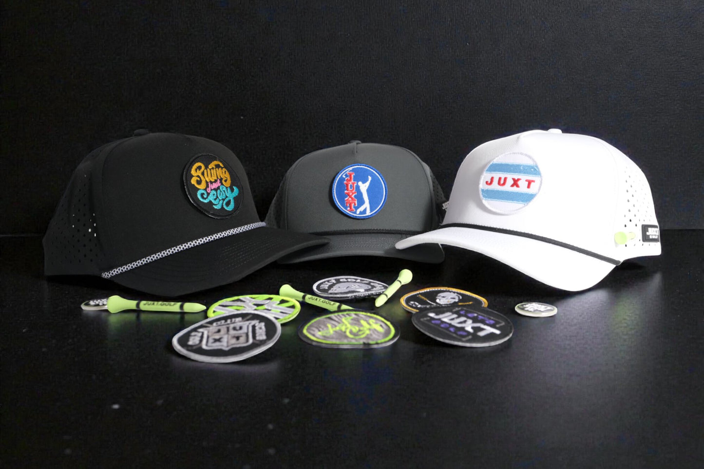 JUXT 'Stick it' Gray Rope Golf Hat - Pick 3 Patches!