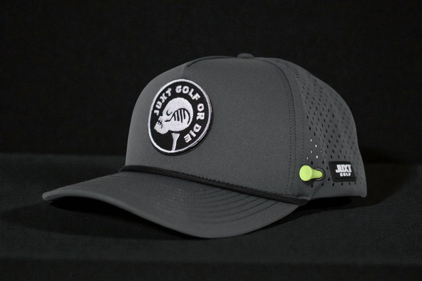 JUXT 'Stick it' Gray Rope Golf Hat - Pick 3 Patches!