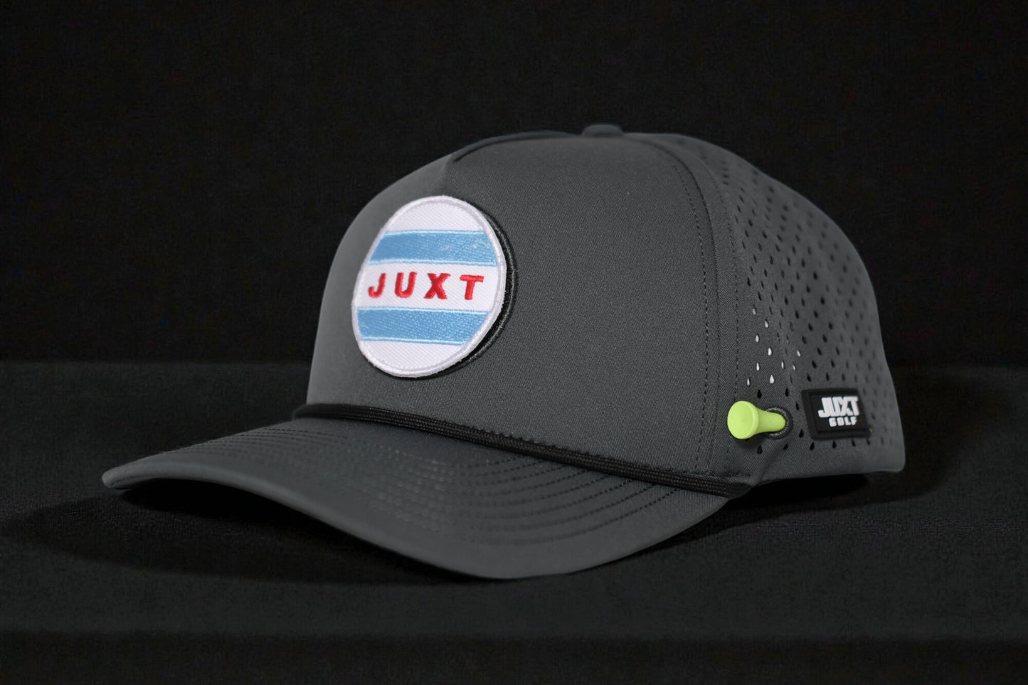 JUXT 'Stick it' Gray Rope Golf Hat - Pick 3 Patches!