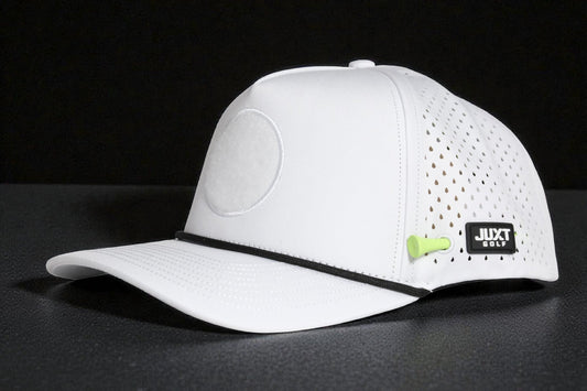 JUXT 'Stick it' White Rope Golf Hat - Pick 3 Patches!