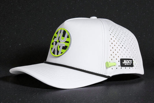 JUXT 'Stick it' White Rope Golf Hat - Pick 3 Patches!